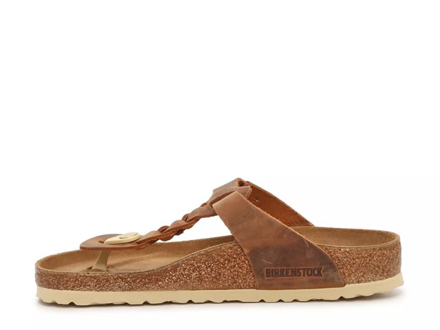 Birkenstock Gizeh Braided Cognac Leather Sandal - Herbert's Boots