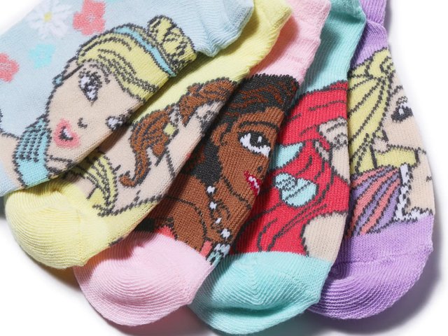 Kids' 5 Pack Disney Princess No Show Socks