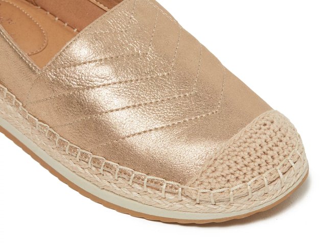 Gold beckon Metallic Leather T Bar Espadrille