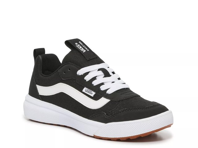 Ladies black online and white vans