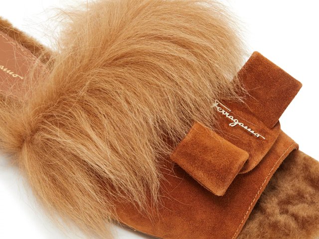 Louis Vuitton Brown Fur Slides