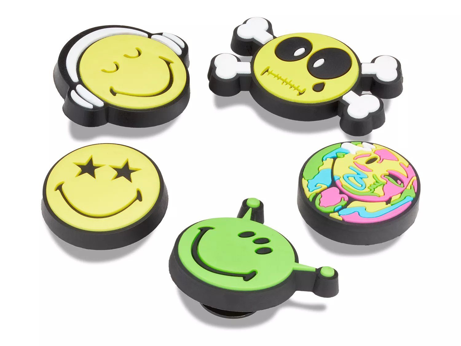 Crocs Smiley Face Jibbitz Set - 5 Pack - Free Shipping