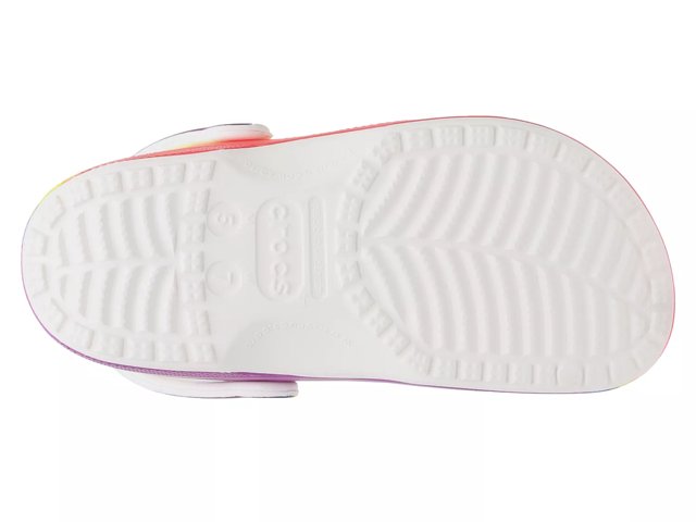 White crocs with rainbow bottom discount