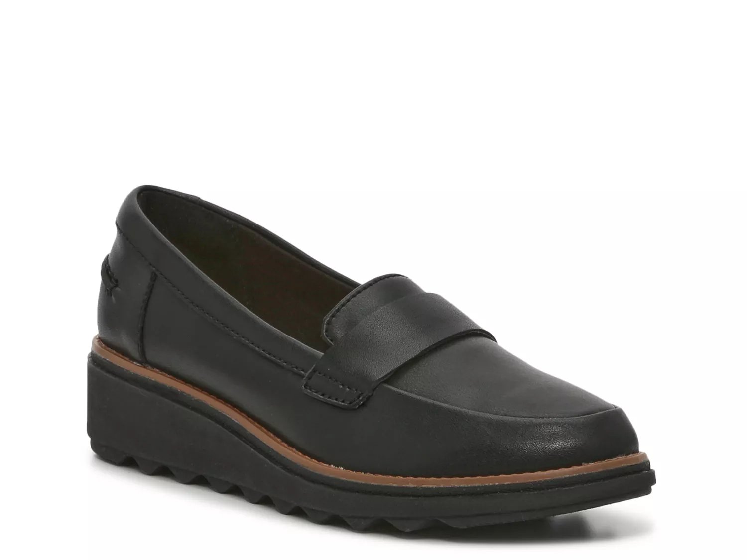 black leather loafers womens clarks