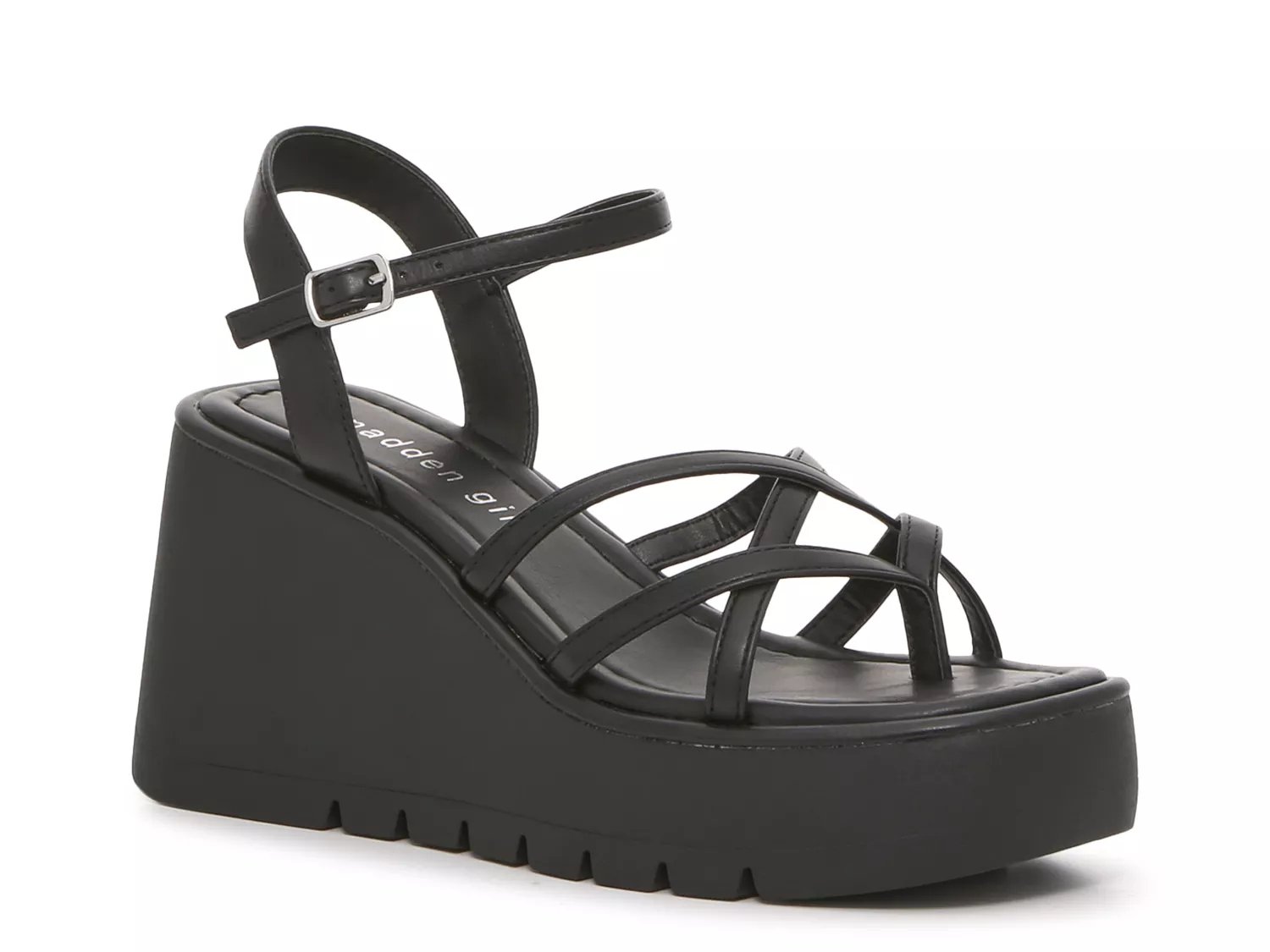 Black slip on online wedge sandals