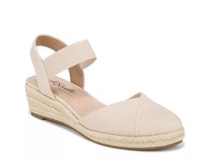 Soda Women's Dalton Lucite Criss Cross Strap Espadrille Platform Wedge  Color: Beige, Size: 6.5