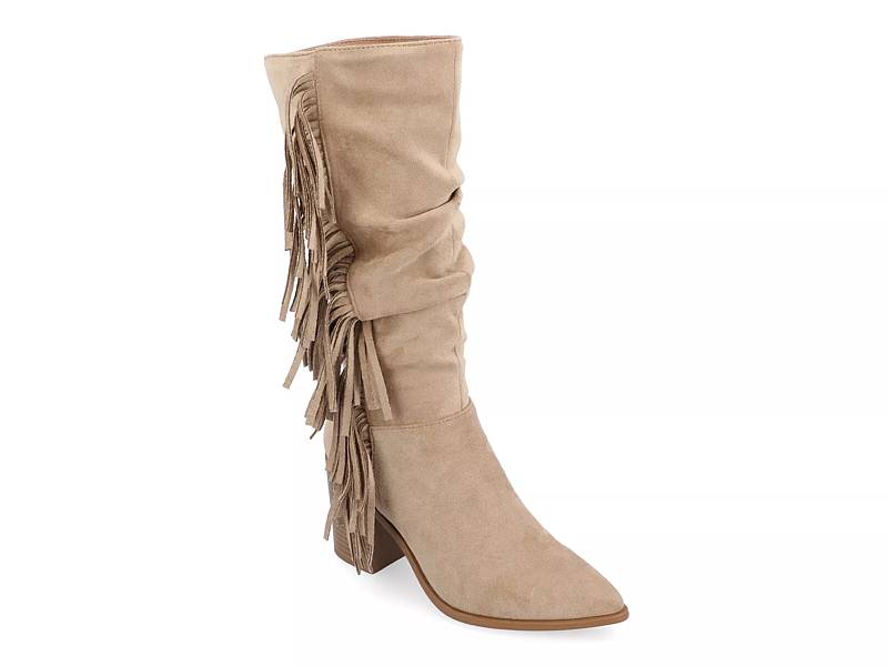 Beige wide outlet calf boots