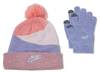 Heather Block Pom Beanie & Gloves Purple view