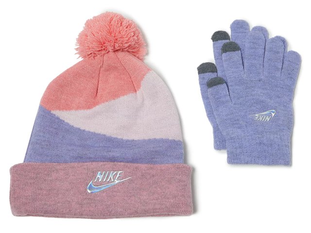 Heather Block Pom Beanie & Gloves