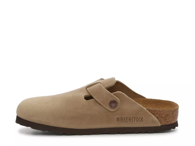 Birkenstock Boston Shearling Mocca Suede Clogs Size: 38, Colour: Brown