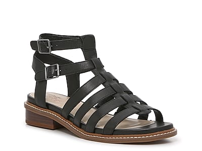 CHRISTIAN DIOR Double-D Black Leather Buckle Strappy Gladiator Flat Sandal  38