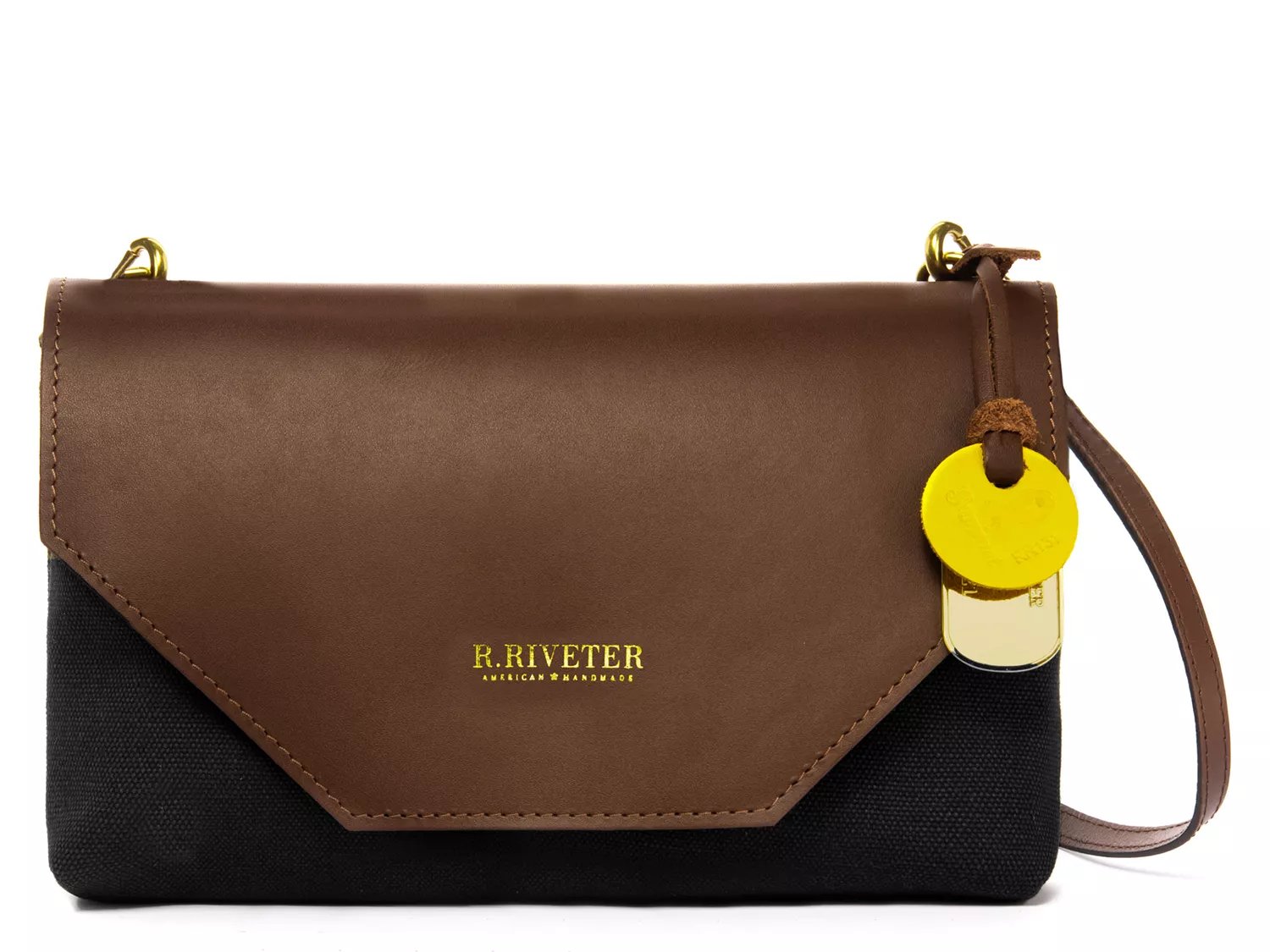 R.Riveter Small Canvas Crossbody - Patton ,Black/Brown