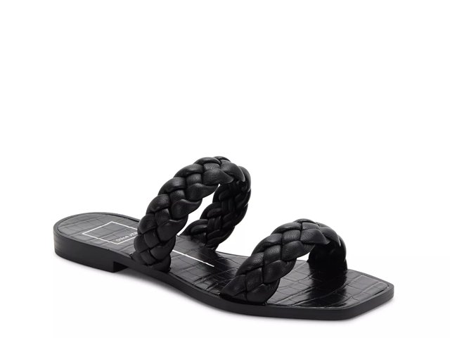 Dsw black flat sandals discount