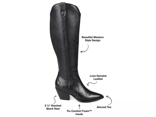 Journee Signature Extra Wide Calf Women's Genuine Leather Tru Comfort Foam™  Pryse Boot Black 6.5 : Target