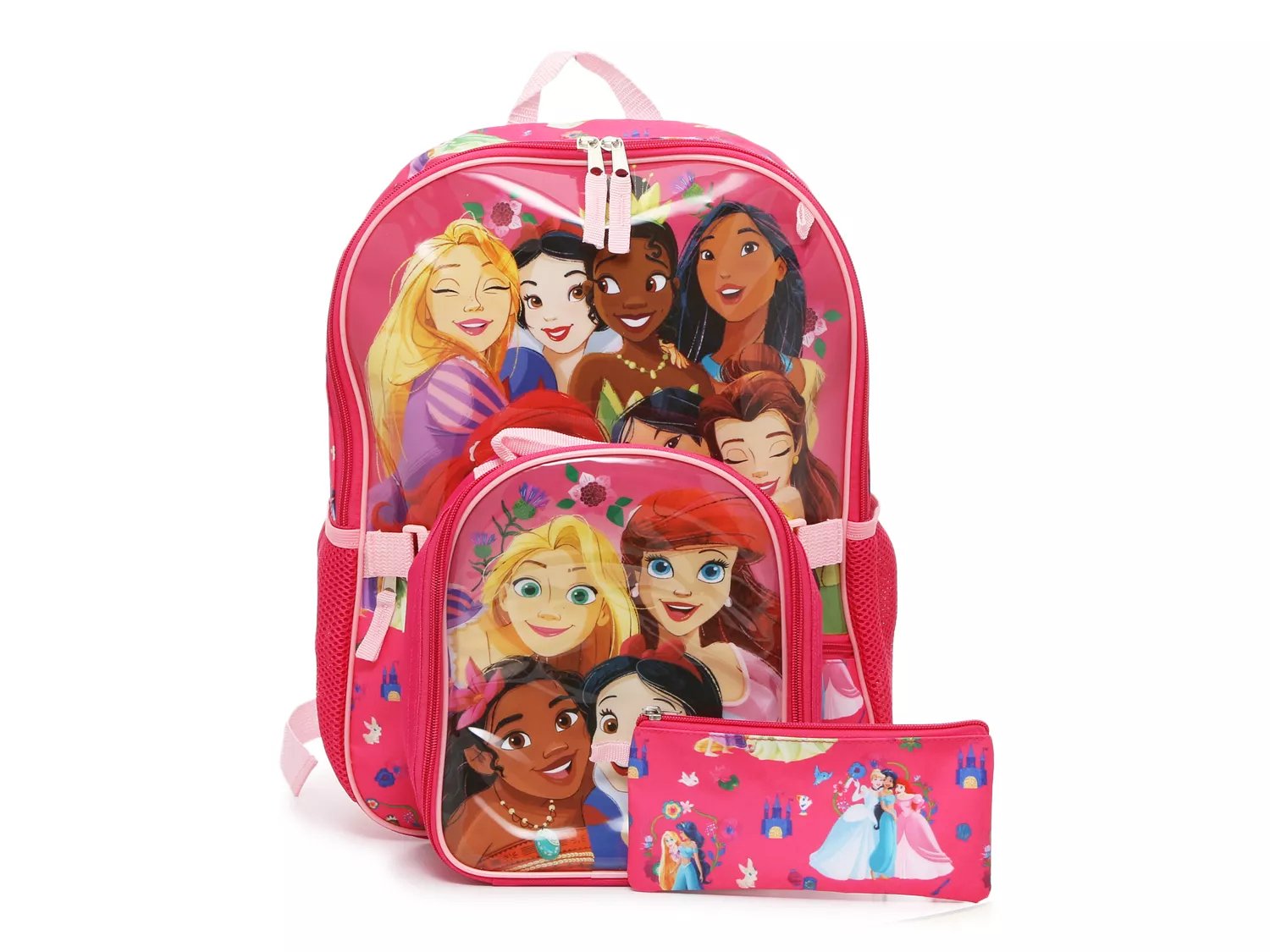 Disney Princess 5 Piece Backpack & Lunch Box Set, Pink