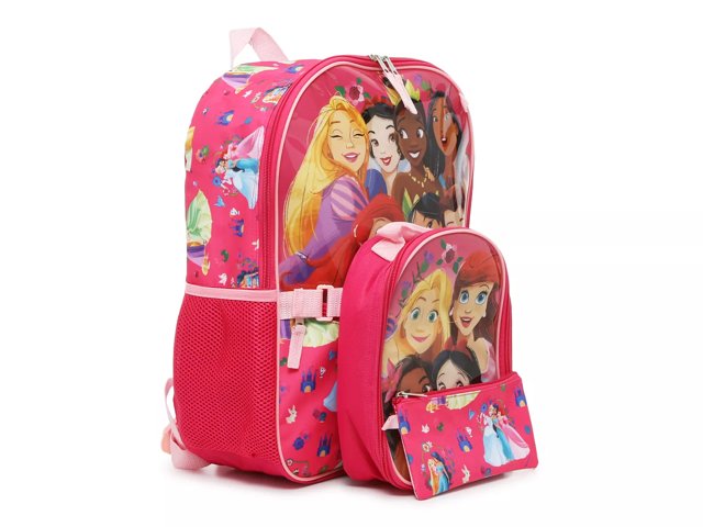 Disney Princess 5 Piece Backpack & Lunch Box Set, Pink