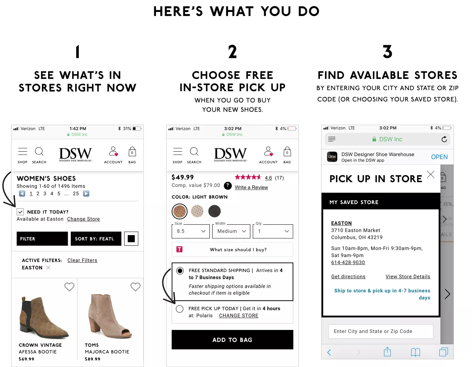 dsw online return policy