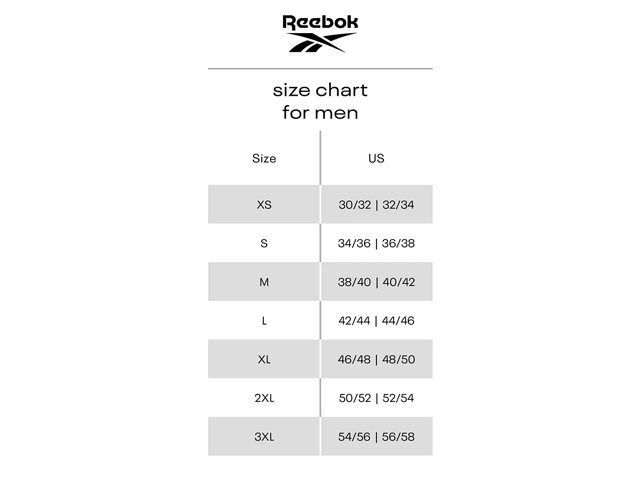 Reebok crossfit shorts size chart best sale
