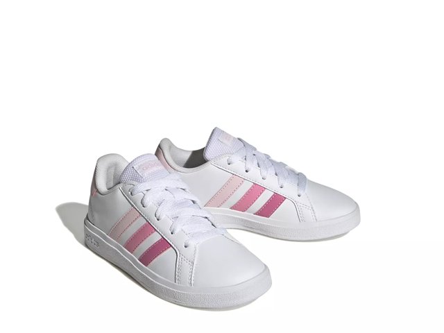 White adidas with pink deals