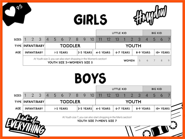 YOUTH SIZE CHART - Five The Label