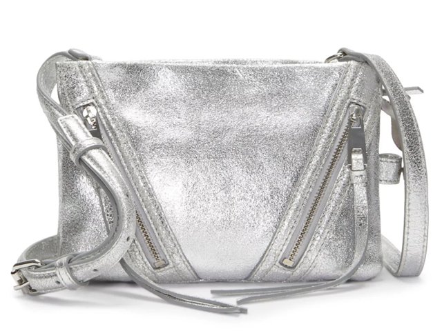 Silver leather crossbody bag hot sale