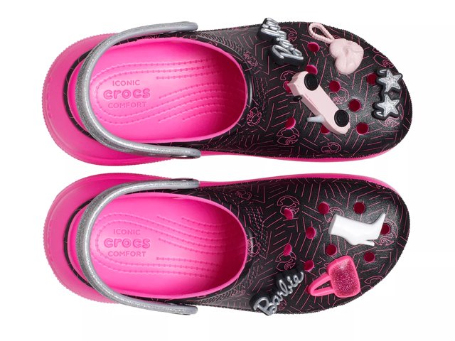 Pink and black crocs hotsell