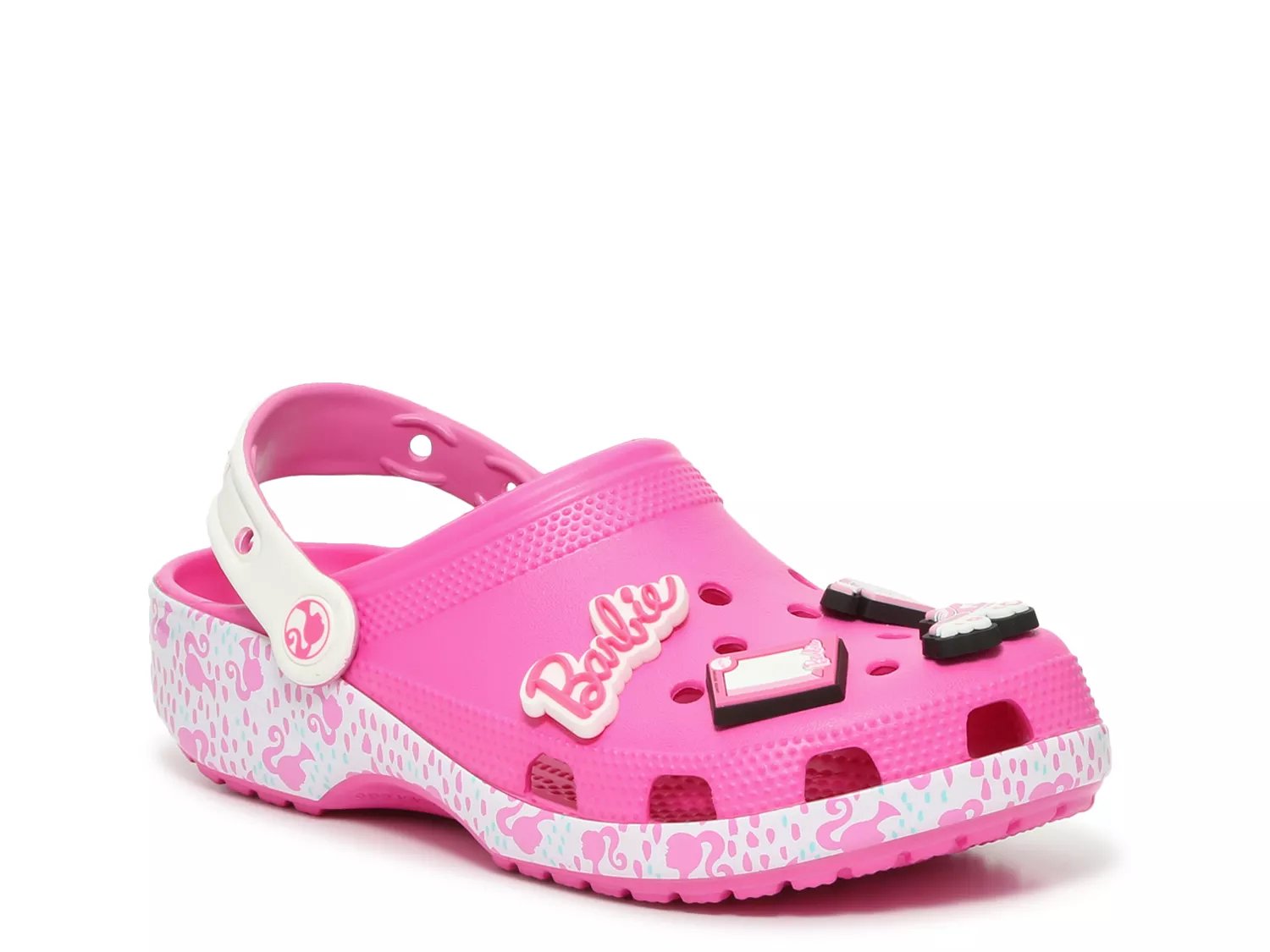 Crocs white and on sale pink