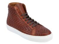 The Hightop Sneaker in Woven Brown Leather