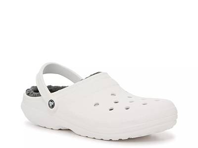 White crocs outlet with gray fur