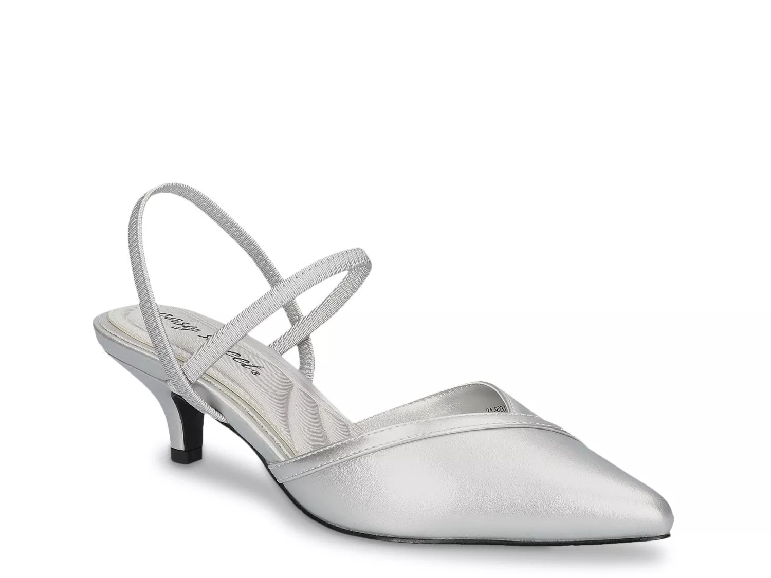 Easy Street Wide Width Unna Pump | Women's | Silver Metallic | Size 8.5 | Pumps | Kitten | Slingback