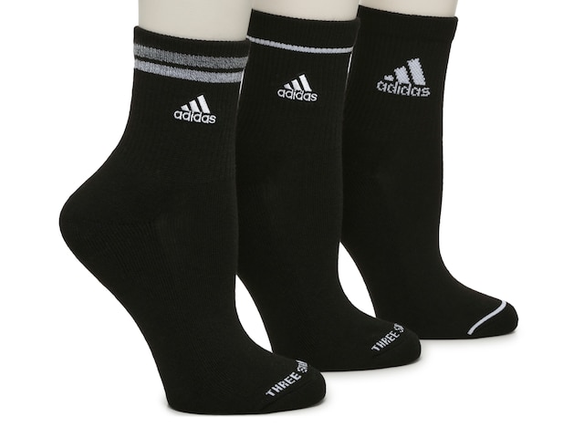 adidas Cushioned Crew Socks 3 Pairs - White, Women's Training