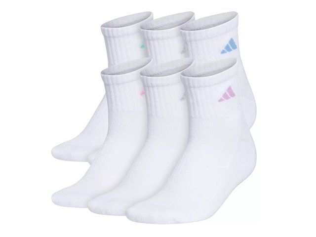 Adidas Women s 6 Pack Athletic Cushioned Ankle Socks White