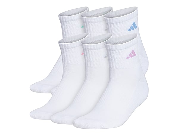 adidas Athletic Cushioned Women's Quarter Ankle Socks - 6 Pack - Free  Shipping
