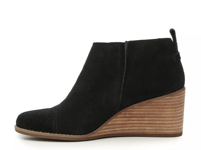Toms black cheap wedge booties