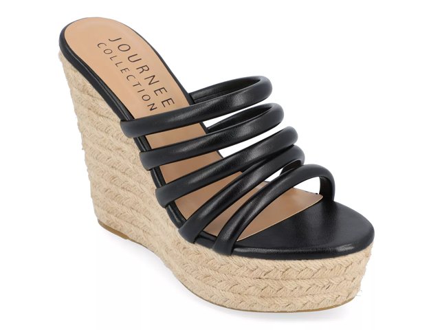 Journee Collection Cynthie Tru Comfort Foam Women s Wedge Sandals Size 10 Black