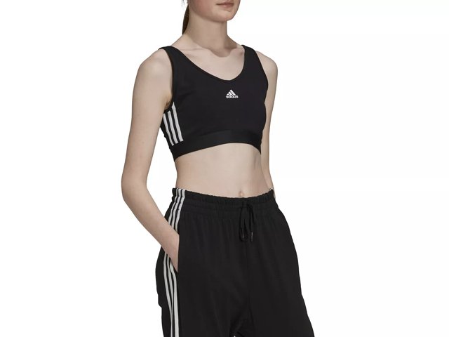 adidas Women's 3-Stripe Crop Tank Top, Sleeveless, Sports