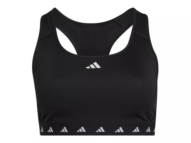 Plus White Monochrome Sports Bra, Plus Size