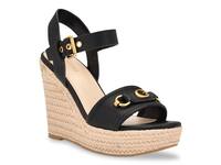 Leather Espadrille Wedge Sandals in Black - Gucci