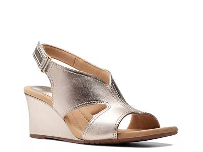 Clarks gold wedge clearance sandals