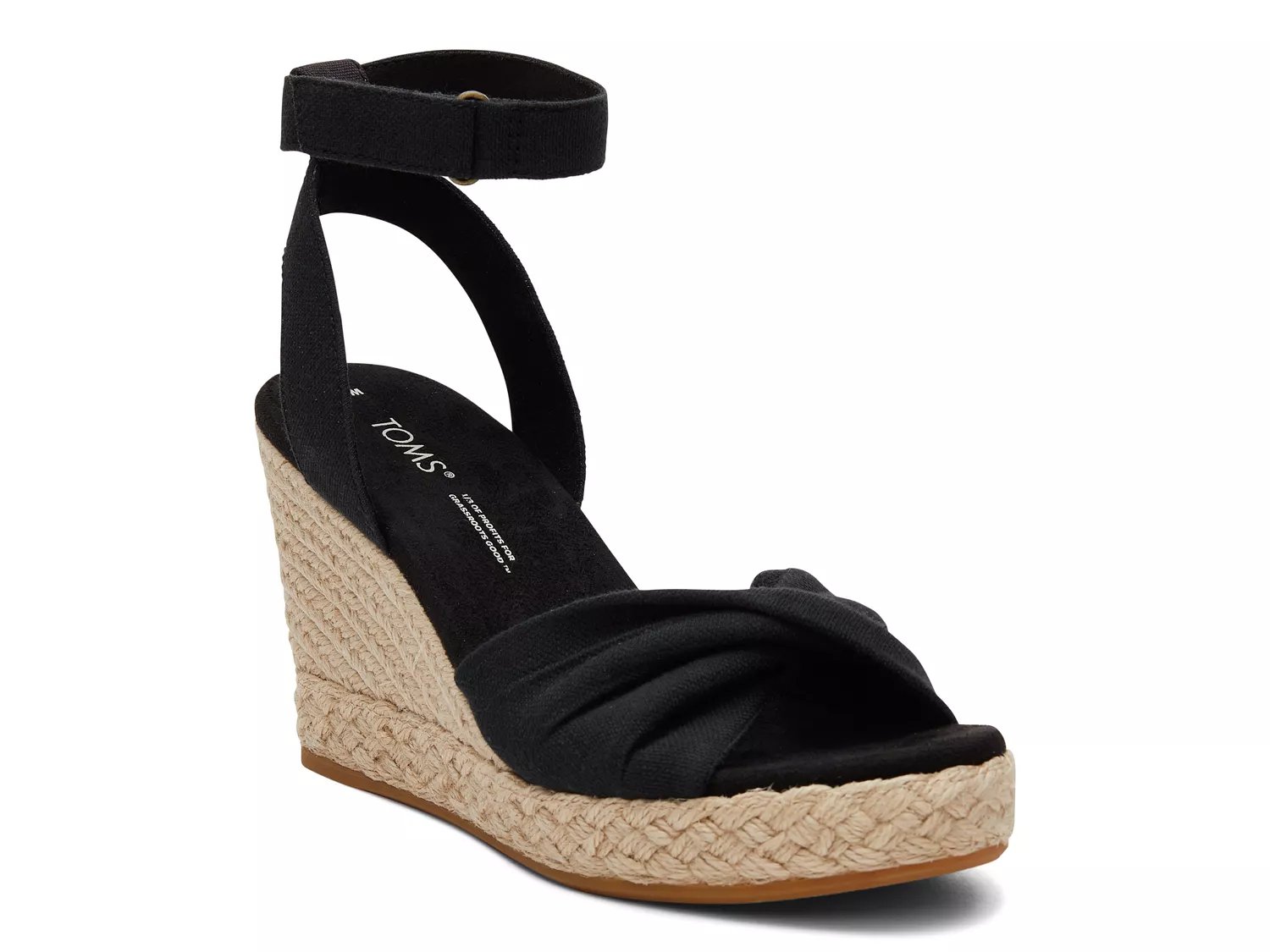 Toms black wedge discount sandals