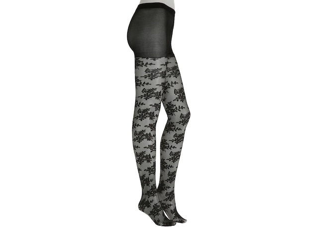 MeMoi MS1-121-40120-ML Flocked Floral Tights for Womens, Navy