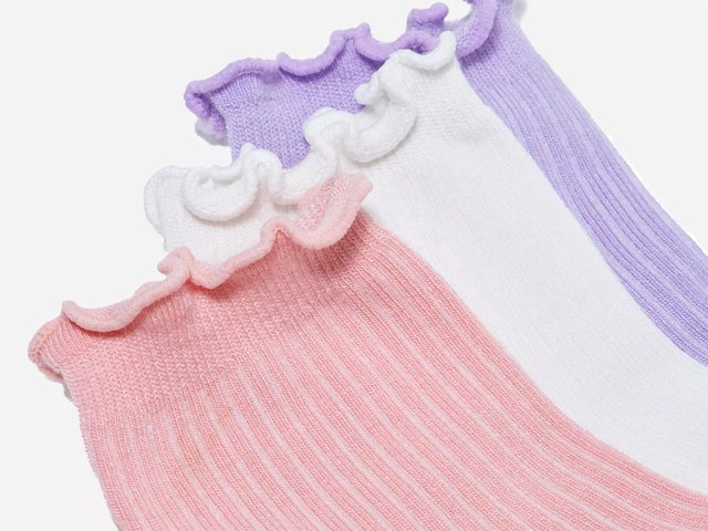 Crown Vintage Ribbed Lettuce Trim Kids' Ankle Socks - 3 Pack