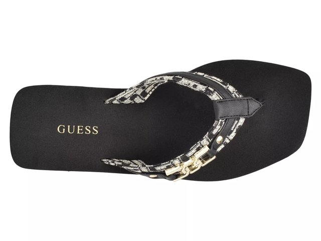 Guess black wedge flip flops deals