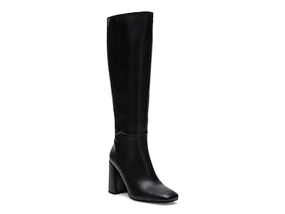 Homadles Women's Middle Knee High Boots Wide- Middle Heel Casual with  Zipper Dressy Boots Black Size 4.5