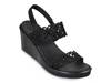 Skechers black wedge sandals with clearance rhinestones