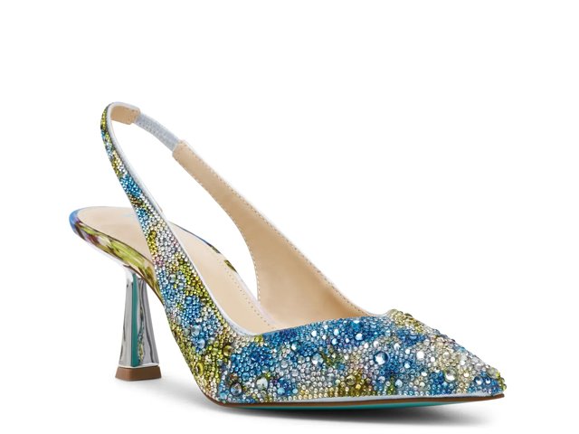【Betsey Johnson】Clark Heels CLARK GOLD | Women's Rhinestone Sling-Back Pumps – Betsey