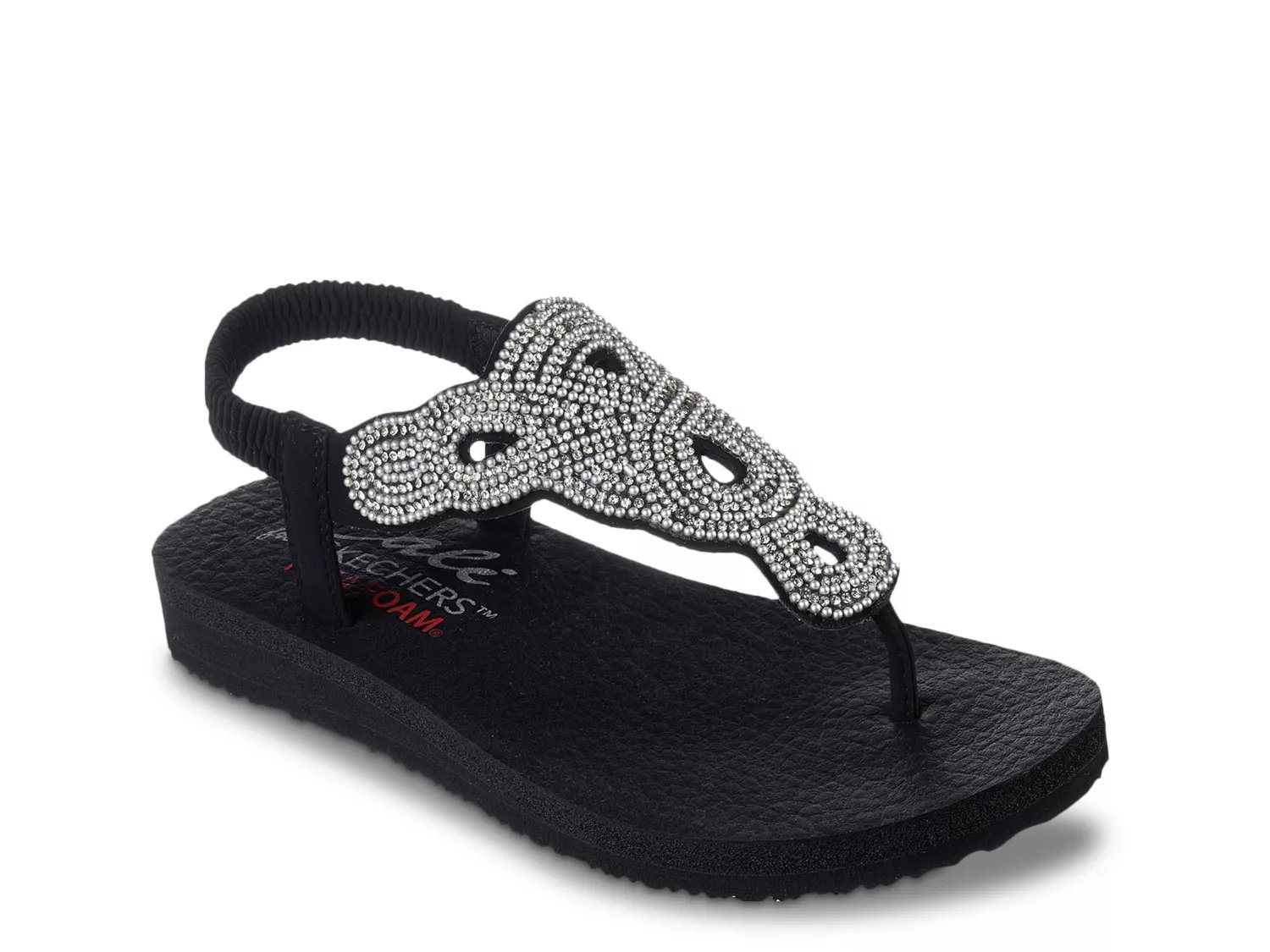 SKECHERS YOGA FOAM Sandals Womens 8 Cali Meditation Thong Black