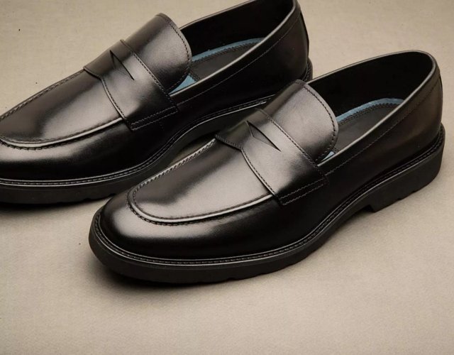 Stacy Adams Blake Mens Leather Moc-Toe Slip-On Dress Shoes, 9 Medium, Black