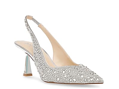Apt 9 Silver Lucy Rhinestone Embellished Heels Women's Size 8.5