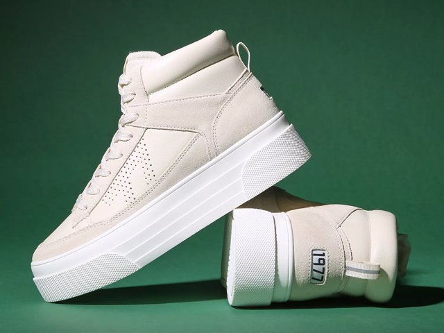 F-14 White Padded Lace-Up High Top Sneakers